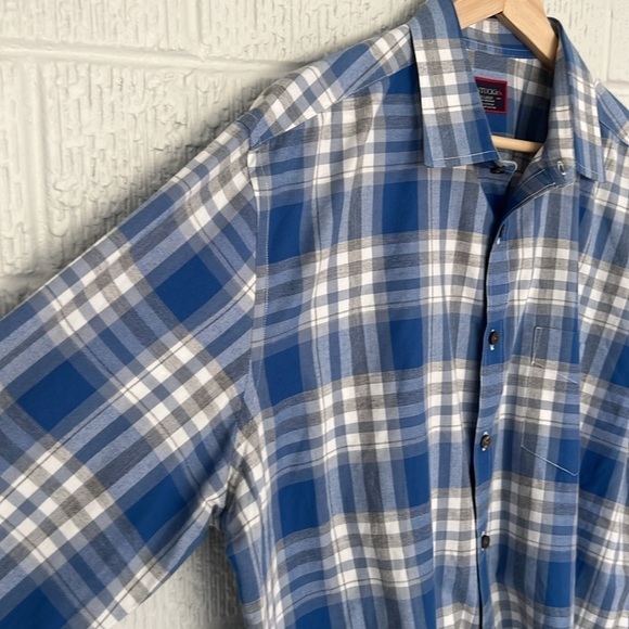 UNTUCKIT Men’s Fiano Plaid Button Down Shirt in Blue XL Tall - Picture 5 of 10